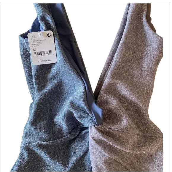 Free People × Juillet Olivia Plunging Neckline One-Piece Metallic Swimsuit Sz XS - Picture 6 of 11